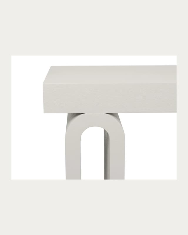 Trento console table in soft ivory and stone, shown in a product front view as image 1